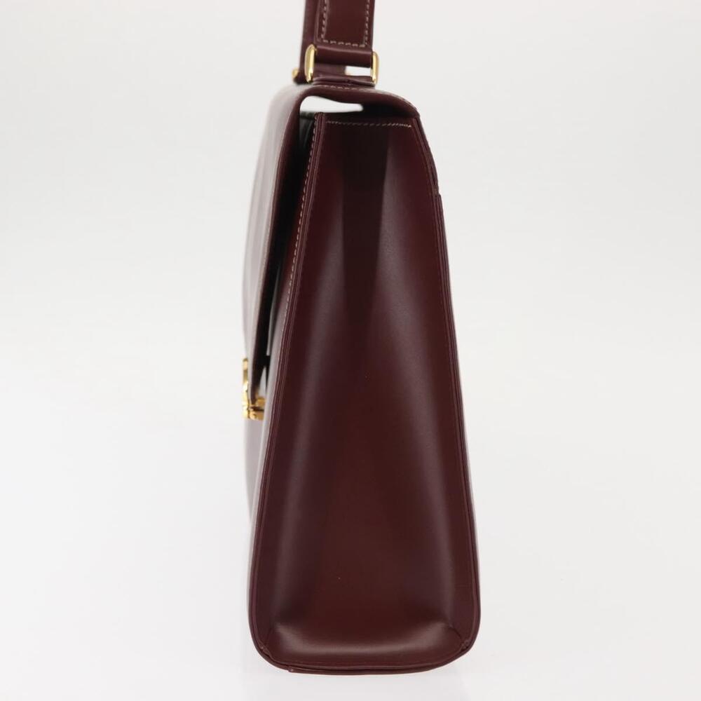 CARTIER Hand Bag Leather Bordeaux Gold Auth 146656 - Picture 3 of 16